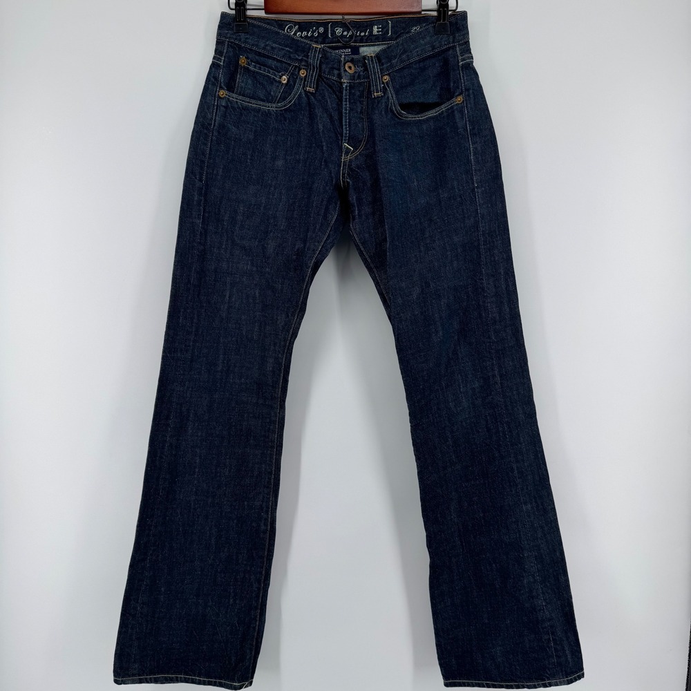 Levis Capital E Skinner Jeans Mens 29x32 Dark Blue Low Slim Boot Made in USA